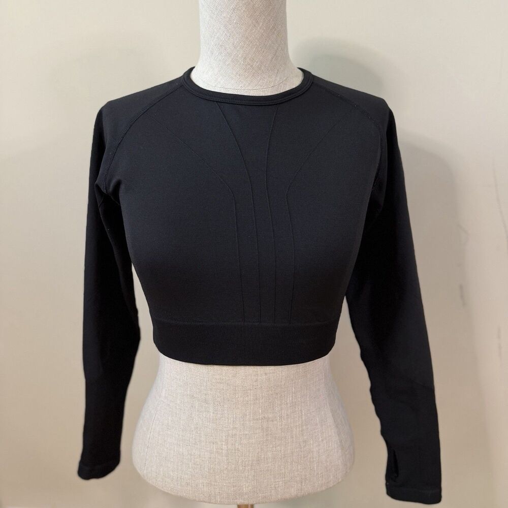 Abyl Empower Seamless Long Sleeve Crop Top Black L EUC Activewear Athleisure